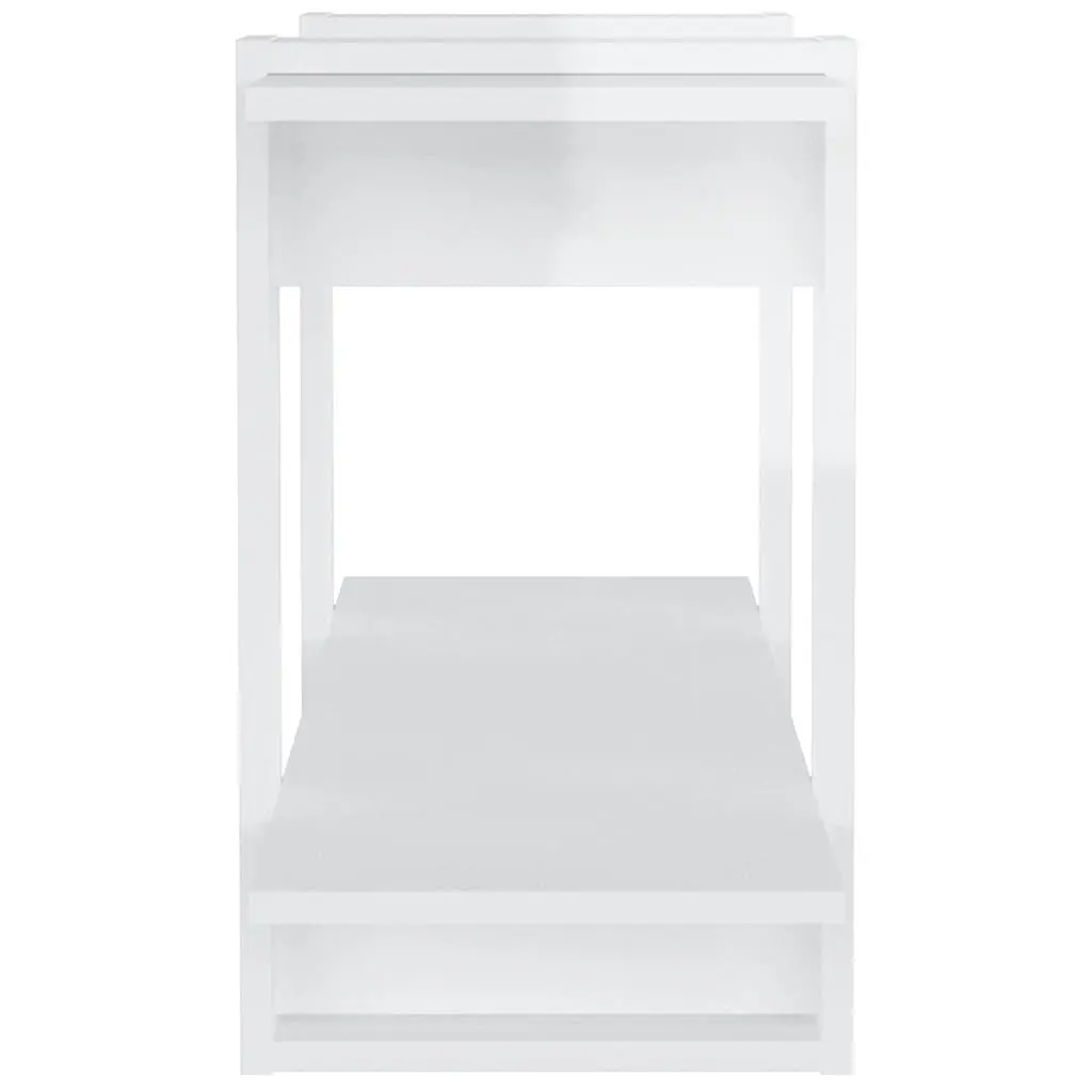 High Gloss White Book Cabinet Shelving Unit Engineered Wood Storage Organiser