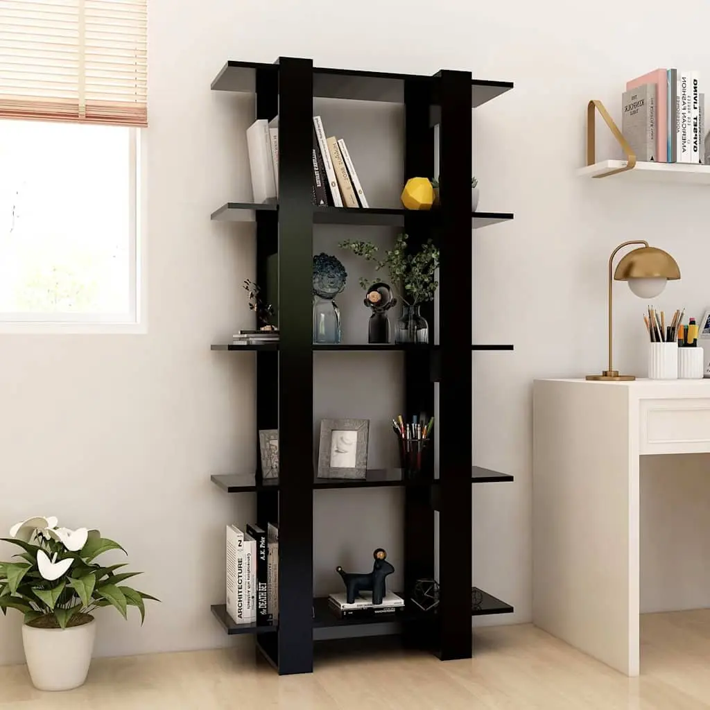 Engineered Wood Book Cabinet Black Storage Divider 80x30x160cm for Living Space