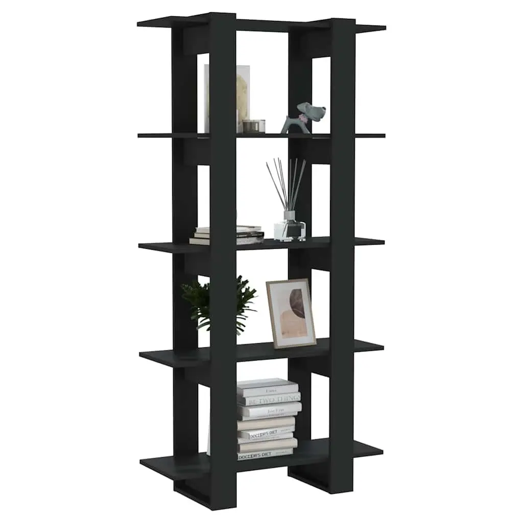 Engineered Wood Book Cabinet Black Storage Divider 80x30x160cm for Living Space
