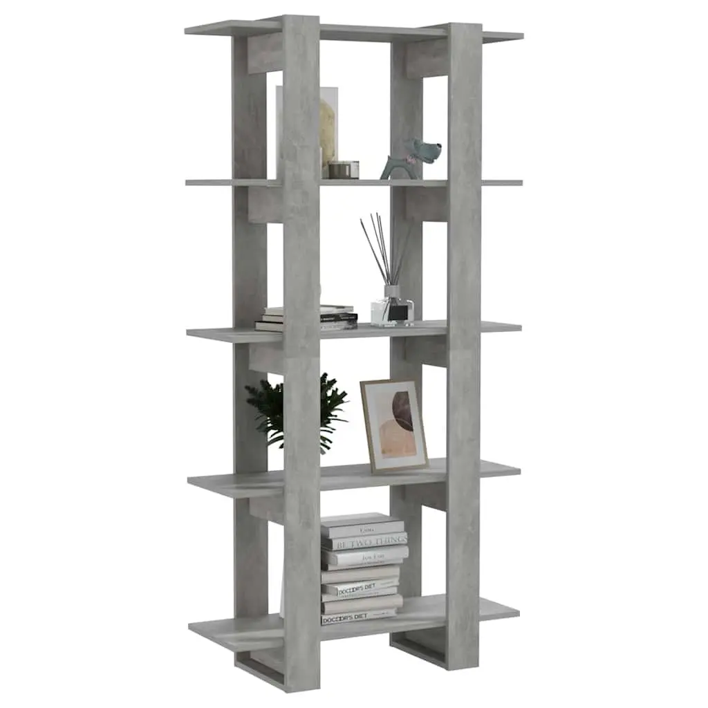 Engineered Wood Book Cabinet 80x30x160cm Grey Storage Shelving Unit Room Divider