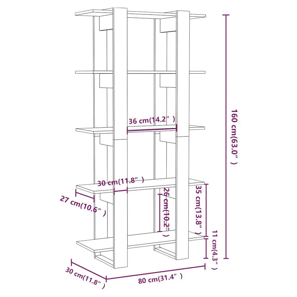 Book Cabinet Room Divider Bookshelf 80x30x160cm