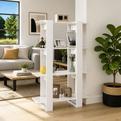 White Wooden Book Cabinet: 80W x 30D x 123.5H cm Dimensions