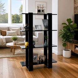 Black Wooden Book Cabinet Dimensions: 80W x 30D x 123.5H cm