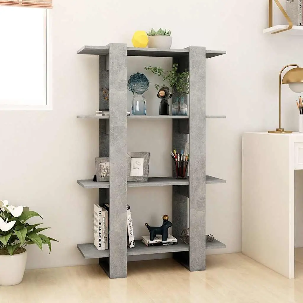 Wooden Book Cabinet Storage Shelf Grey Room Divider 80W x 30D x 123.5H cm