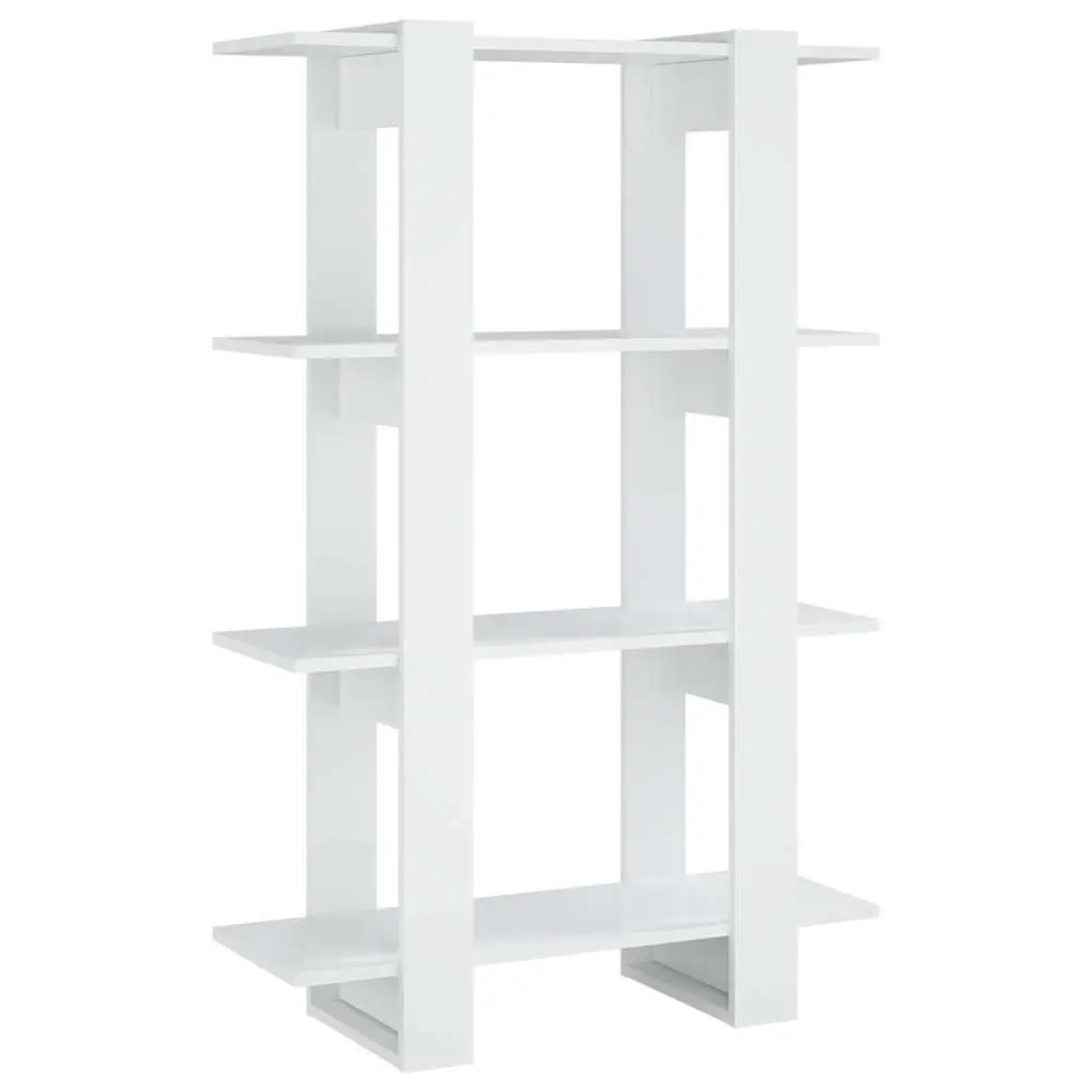 Book Cabinet Room Divider High Gloss White Storage Shelving Unit 80x30x123.5cm