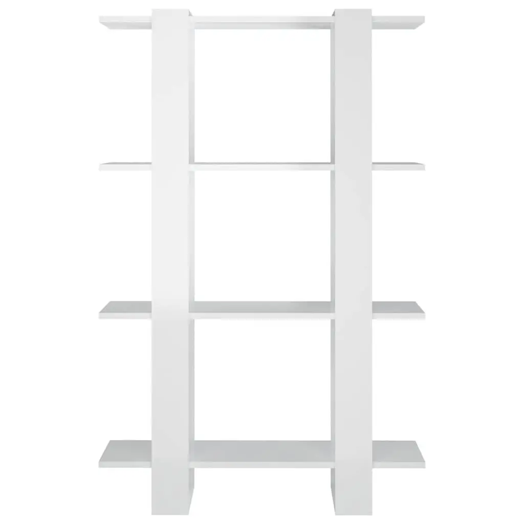 Book Cabinet Room Divider High Gloss White Storage Shelving Unit 80x30x123.5cm