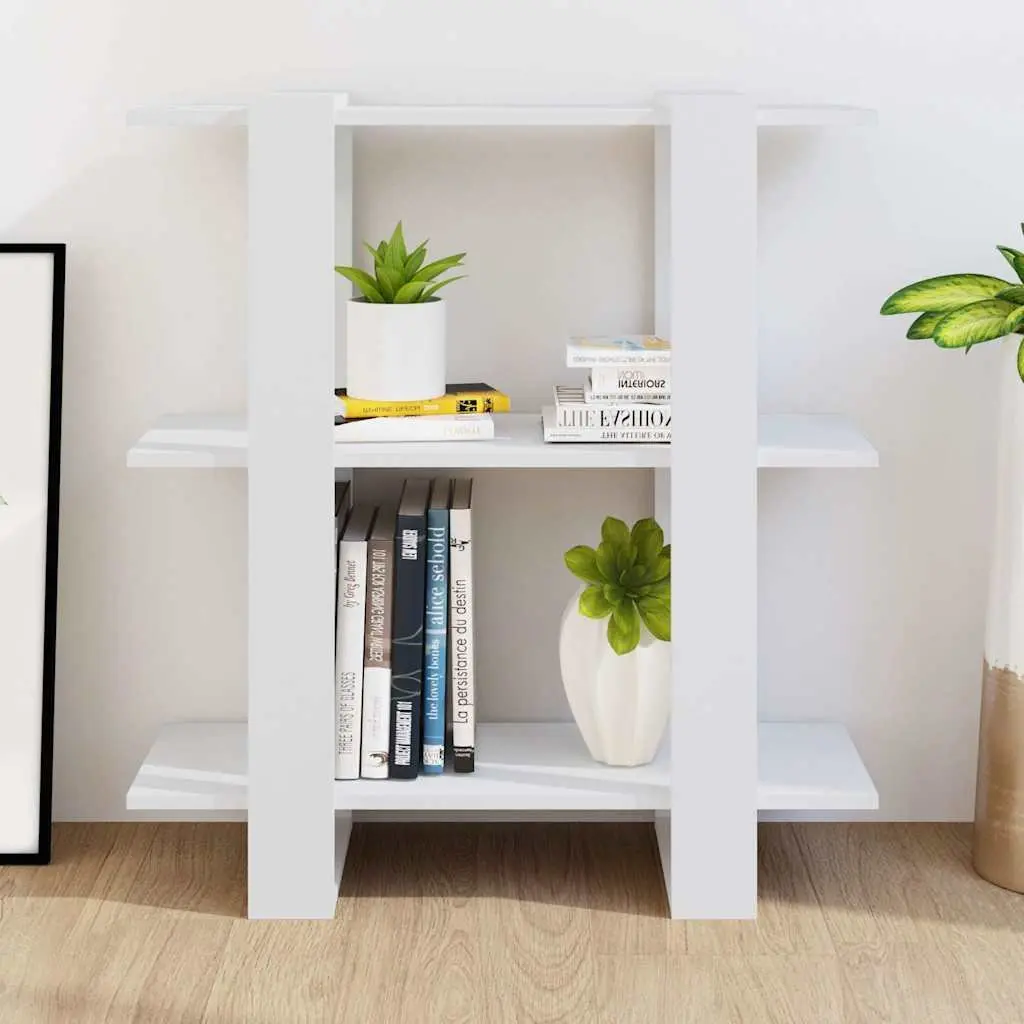 White Wooden Book Cabinet Standing Shelf Room Divider 80 x 30 x 87 cm