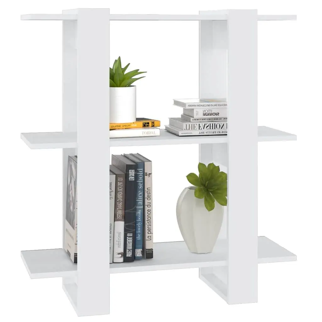 White Wooden Book Cabinet Standing Shelf Room Divider 80 x 30 x 87 cm
