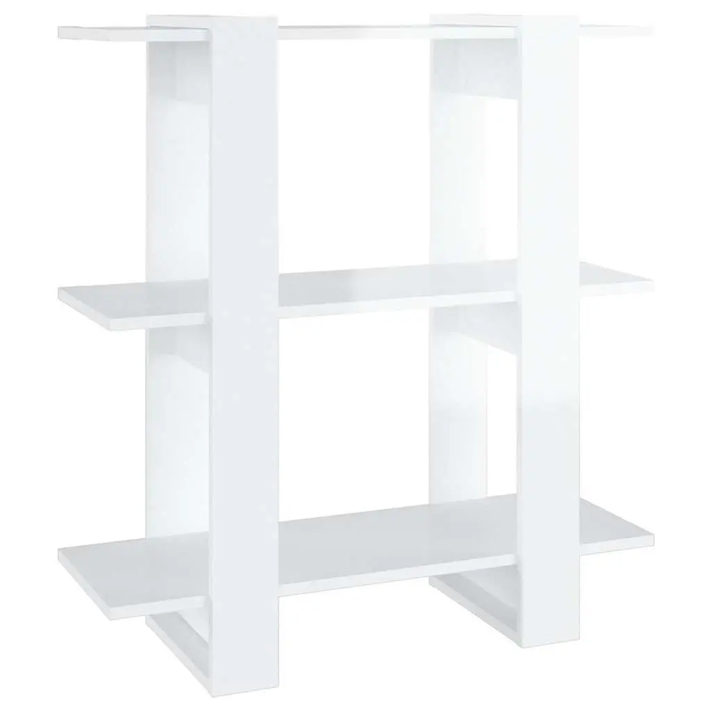 White High Gloss Book Cabinet Room Divider 80W x 30D x 87H cm