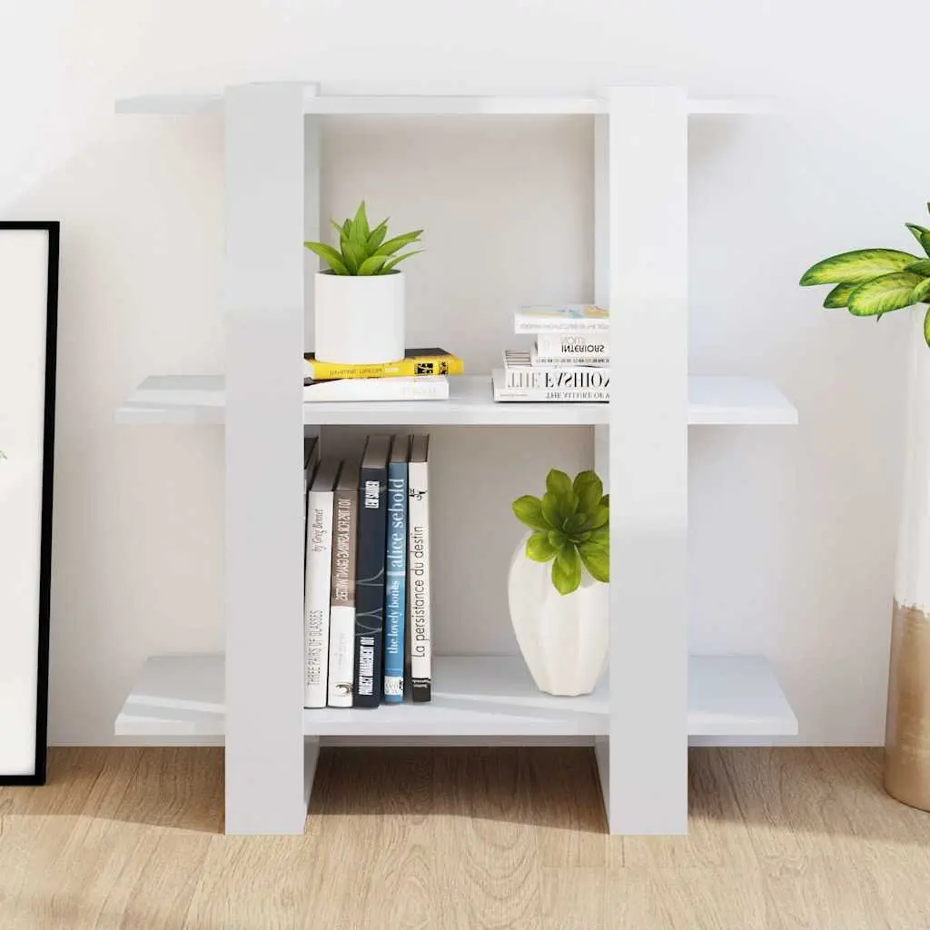 White High Gloss Book Cabinet Room Divider 80W x 30D x 87H cm