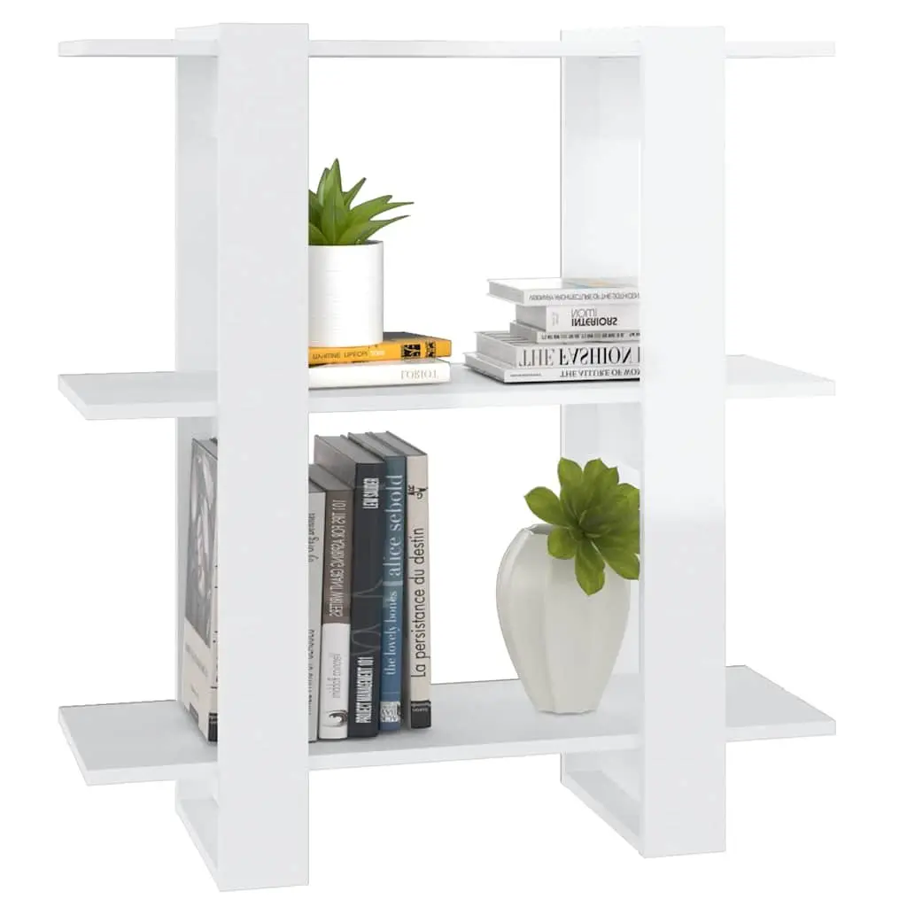 White High Gloss Book Cabinet Room Divider 80W x 30D x 87H cm