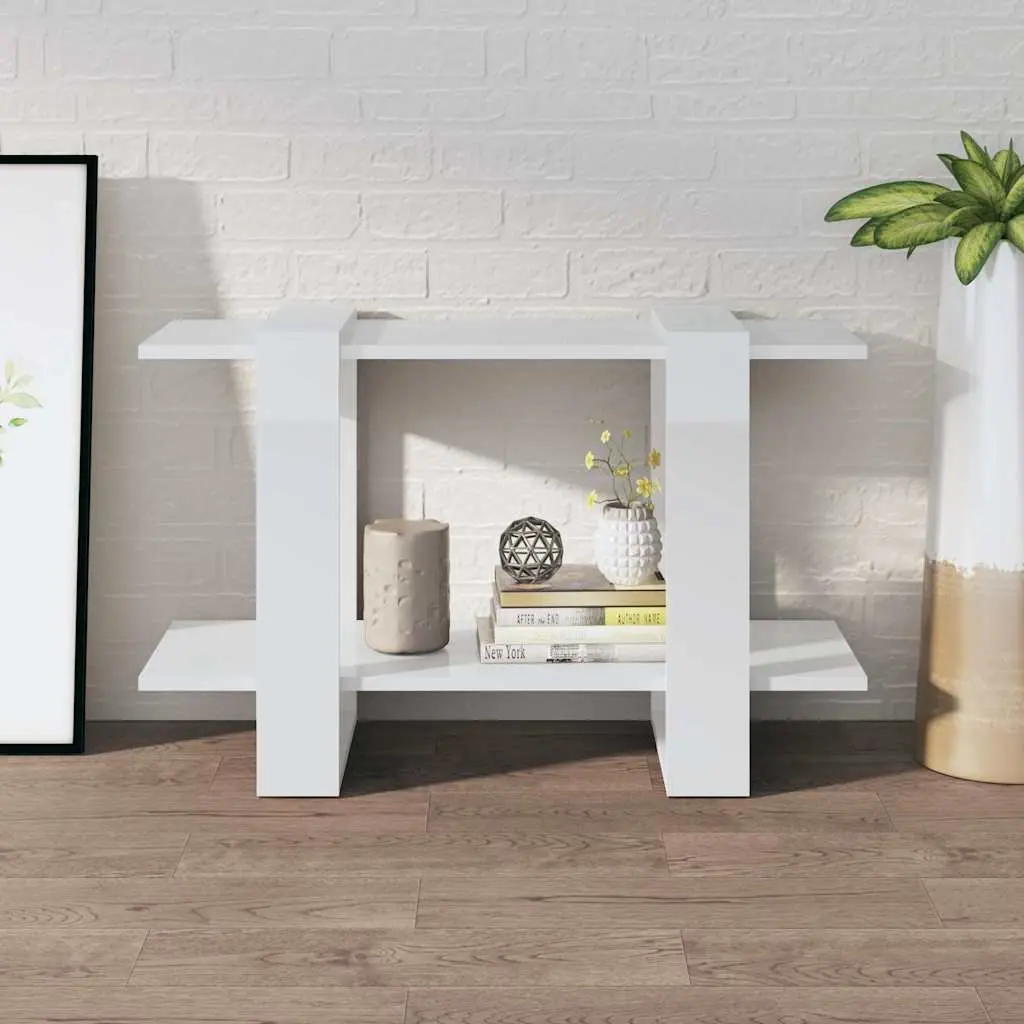High Gloss White Book Cabinet Room Divider Bookshelf Storage Organiser 80 x 30 x 51 cm
