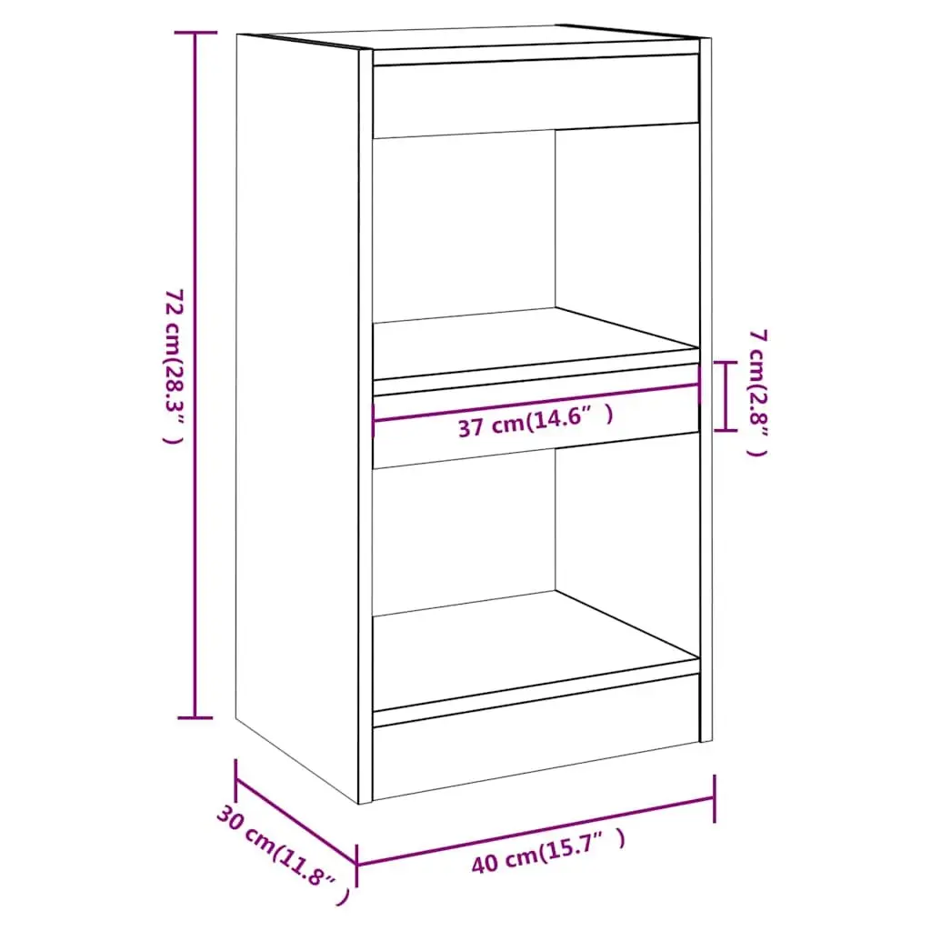 White Book Cabinet Room Divider 40x30x72cm
