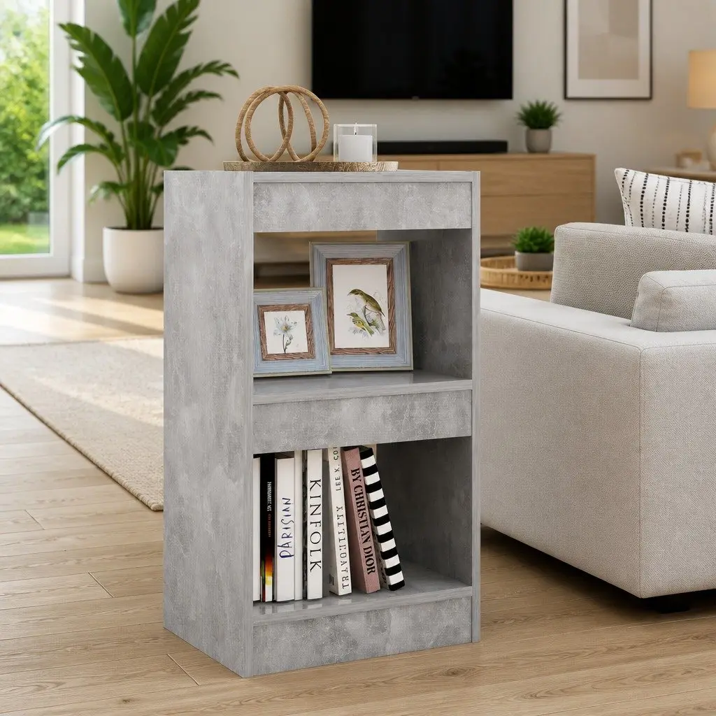 Grey Shelving Unit Bookcase Room Divider Storage for Living Space 40x30x72cm