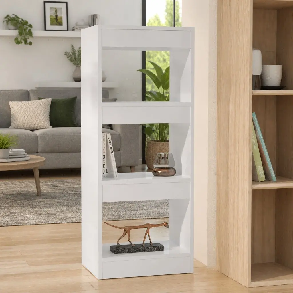 Book Cabinet Room Divider White High Gloss Shelving Unit Storage Bookcase Stand