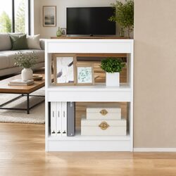 White Book Cabinet with Dimensions 60x30x72cm and Room Dividing Function