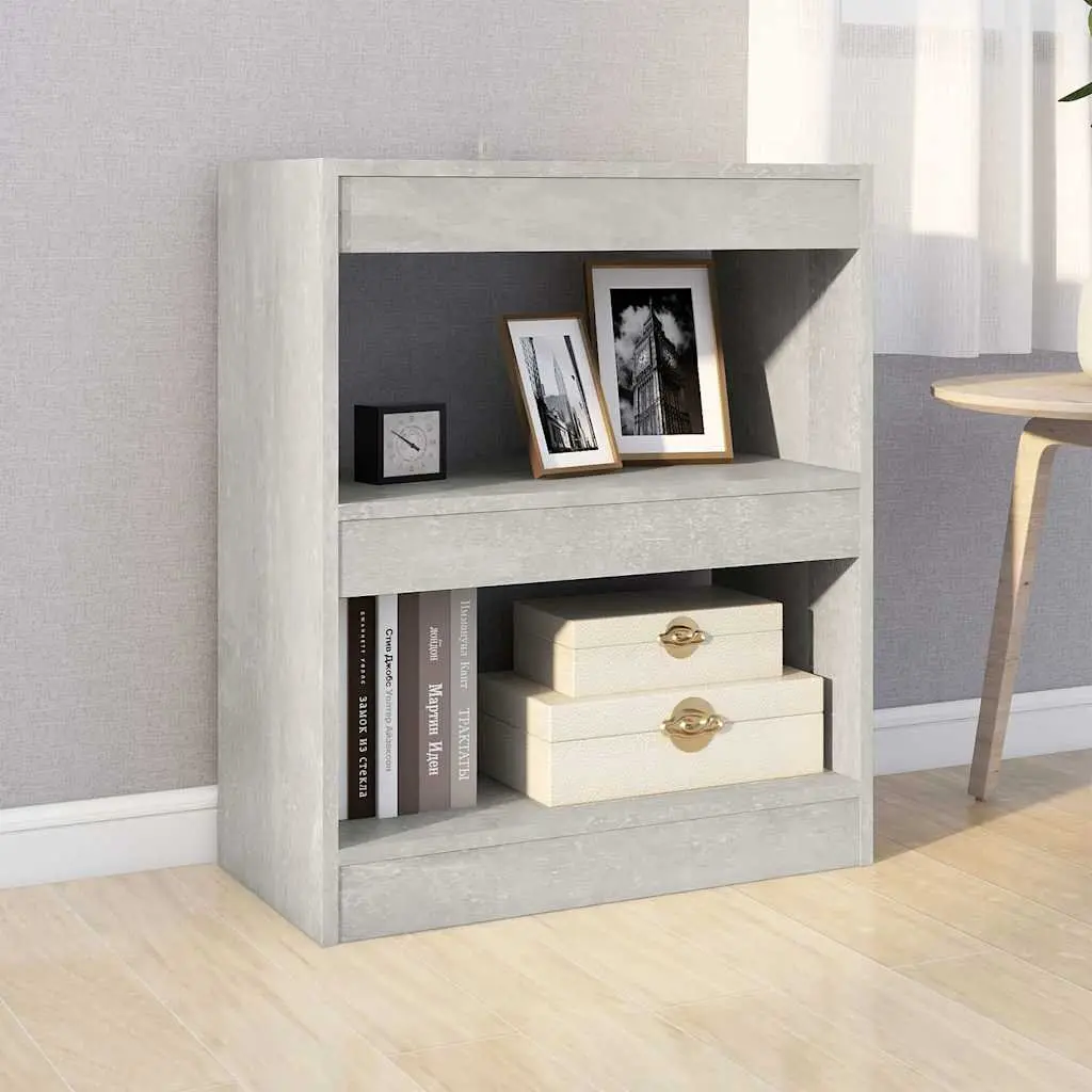 Book Cabinet Room Divider Grey 60W x 30D x 72H cm Storage Shelf Organiser Bookcase Standing Unit