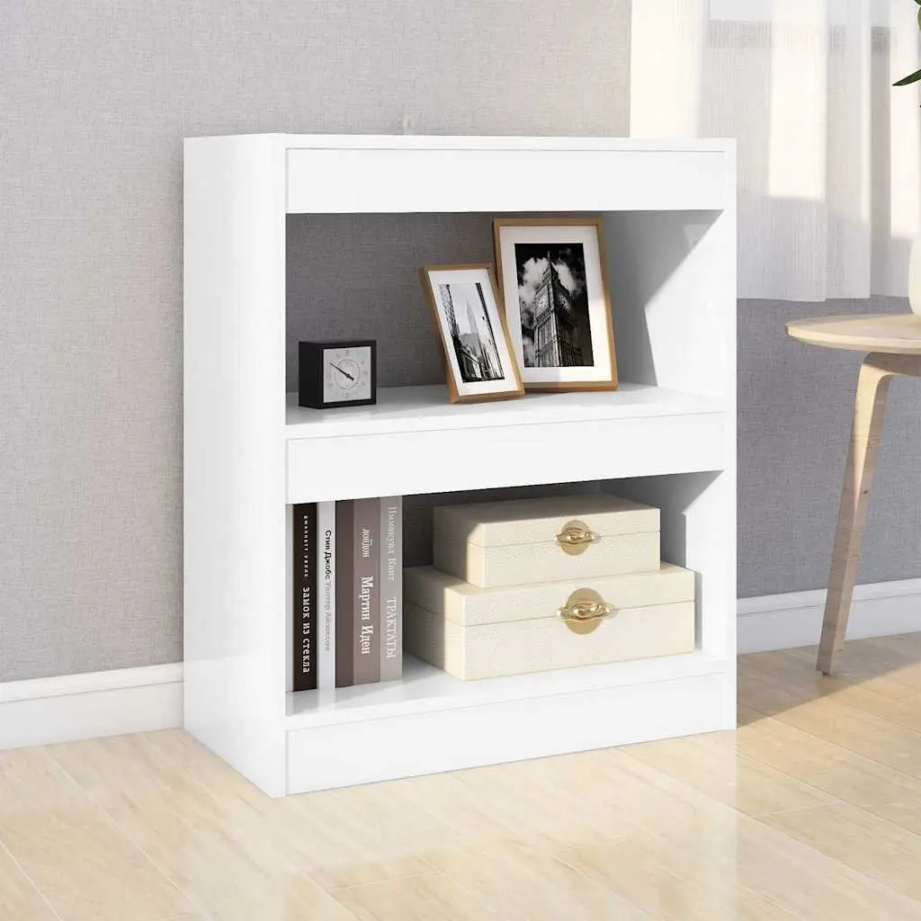 Book Cabinet Room Divider Shelf White High Gloss Bookcase Storage Organizer