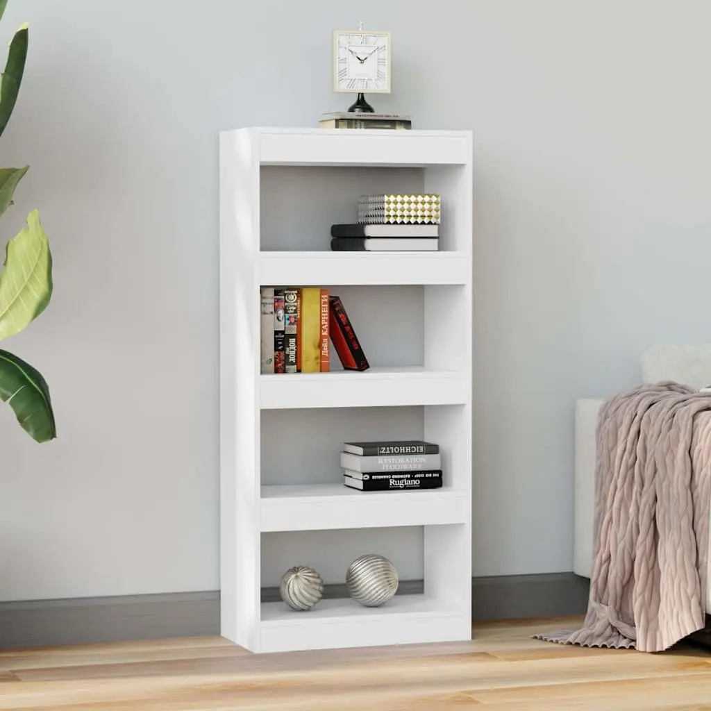 White Bookshelf 60x30x135 cm Engineered Wood Storage Room Divider