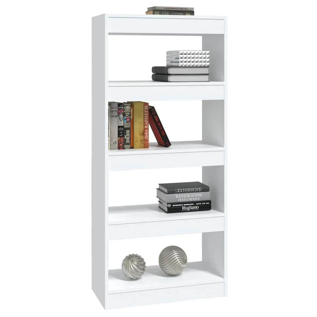 White Bookshelf 60x30x135 cm Engineered Wood Storage Room Divider