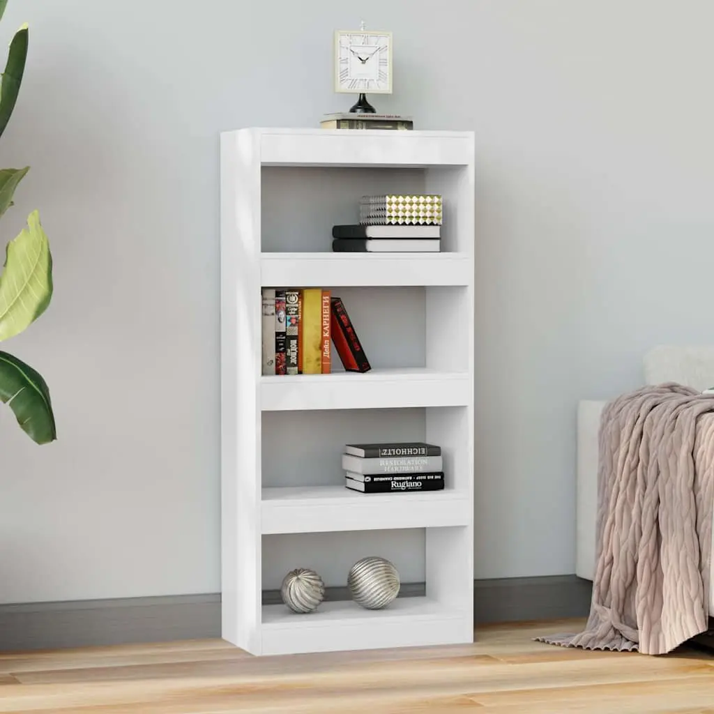 Book Cabinet Room Divider Bookshelf Storage White High Gloss Engineered Wood