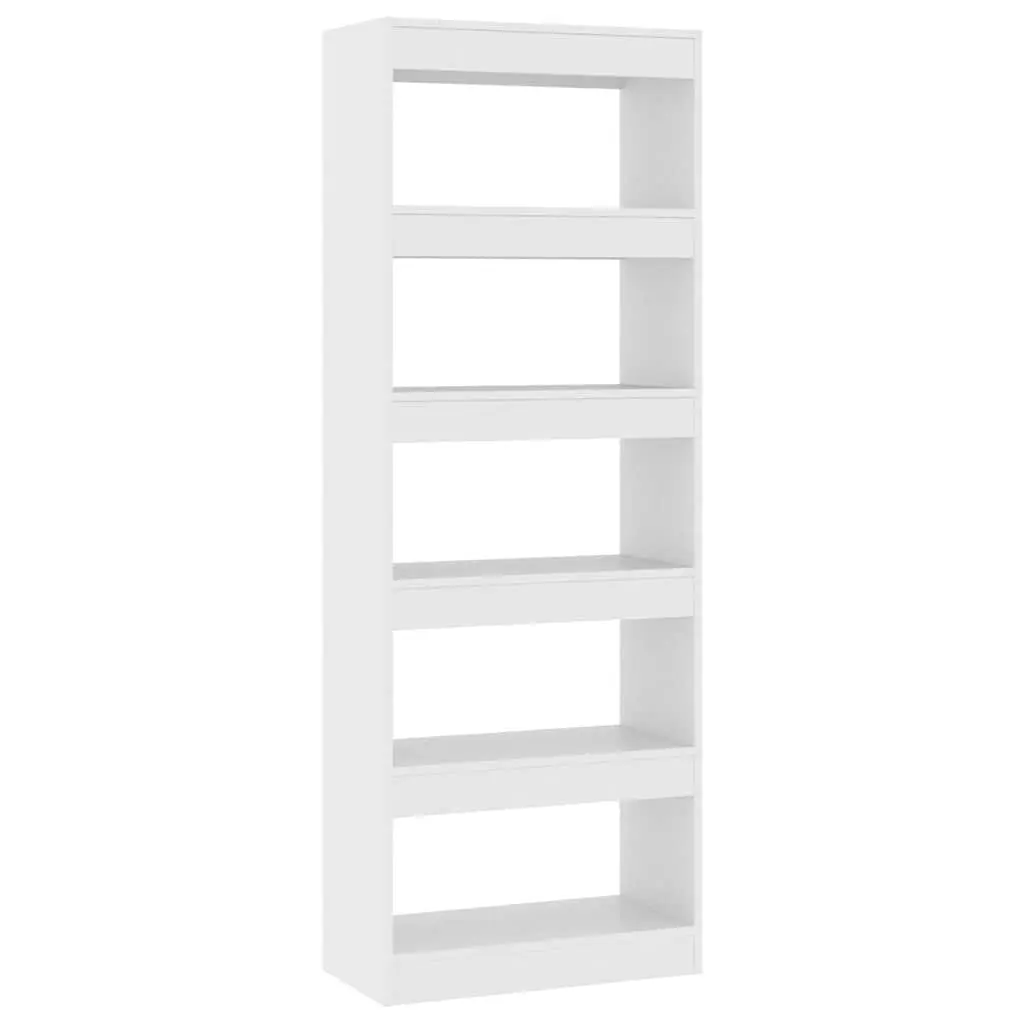 White Engineered Wood Book Storage Unit 60x30x166 cm Room Divider Cabinet