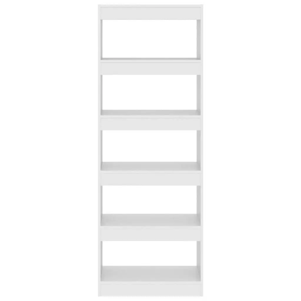 White Engineered Wood Book Storage Unit 60x30x166 cm Room Divider Cabinet