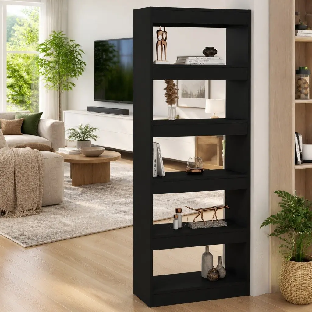 Book Cabinet Room Divider Black 60x30x166 cm Engineered Wood Bookshelf Storage