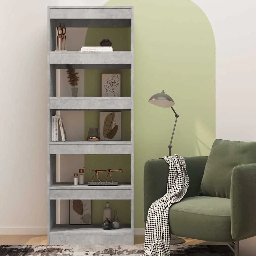 Grey Engineered Wood Bookcase 60x30x166cm Dual Purpose Shelving Unit Room Divider