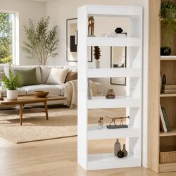 Wooden Book Cabinet Room Divider: 60x30x166cm, High Gloss White