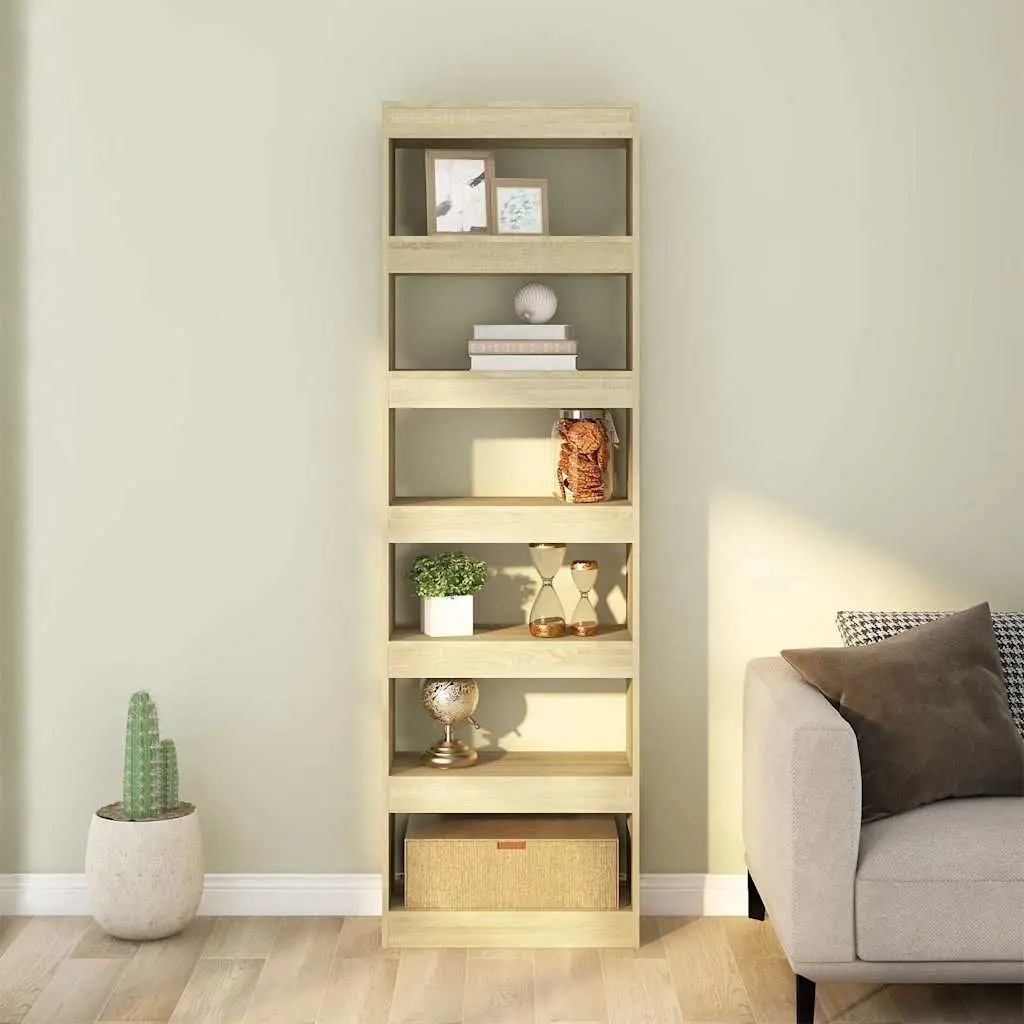 Book Cabinet Room Divider Tall Wooden Shelving Unit Brown Storage Bookcase
