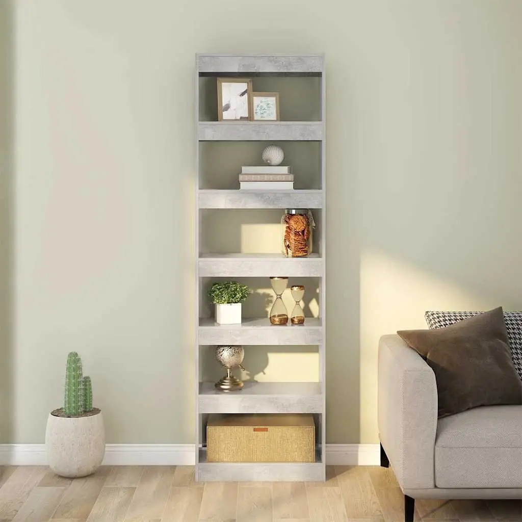 Book Cabinet Room Divider Shelving Unit Storage Grey 60x30x198cm Bookcase