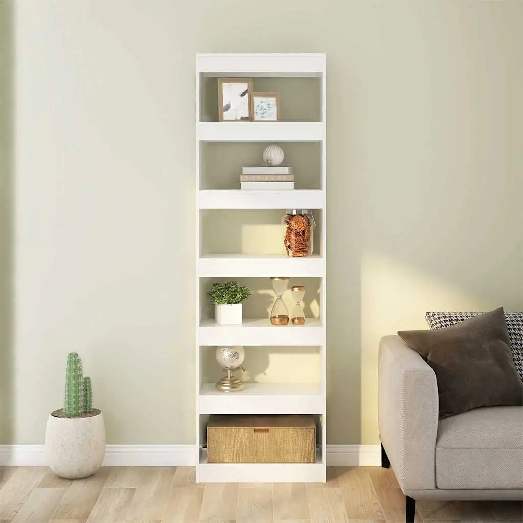 Book Cabinet Room Divider High Gloss White Tall Storage Bookshelf 60W x 30D x 198H cm