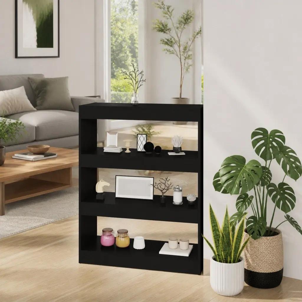 Black Book Cabinet Room Divider Shelving Unit Storage Bookcase Standing Shelf