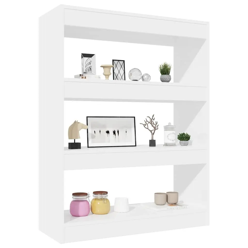 Book Cabinet Room Divider Storage Shelving Unit White High Gloss 80x30x103cm