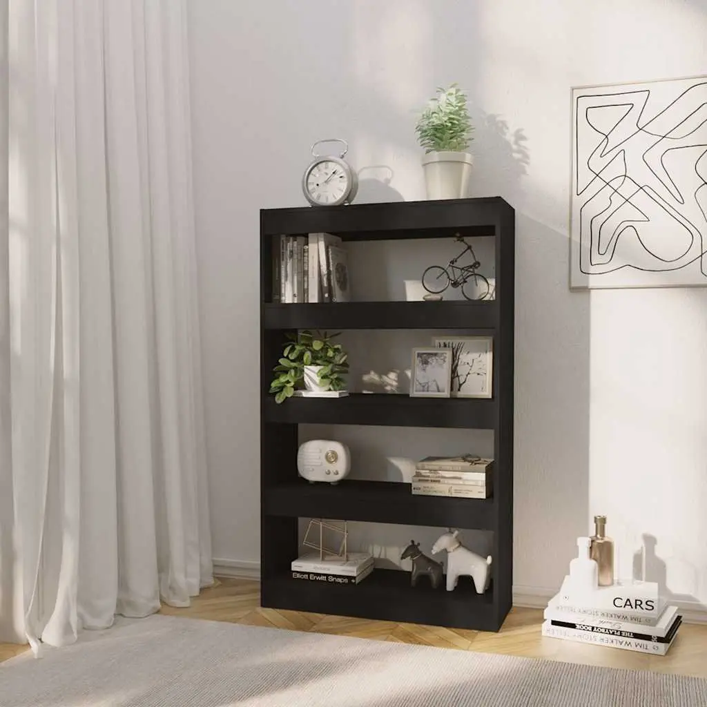 Black Book Cabinet Room Divider Wooden Shelving Unit Storage Organiser Display