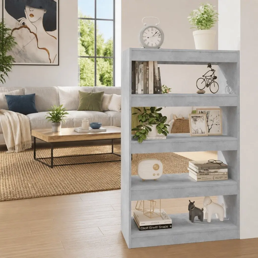Grey Engineered Wood Book Cabinet