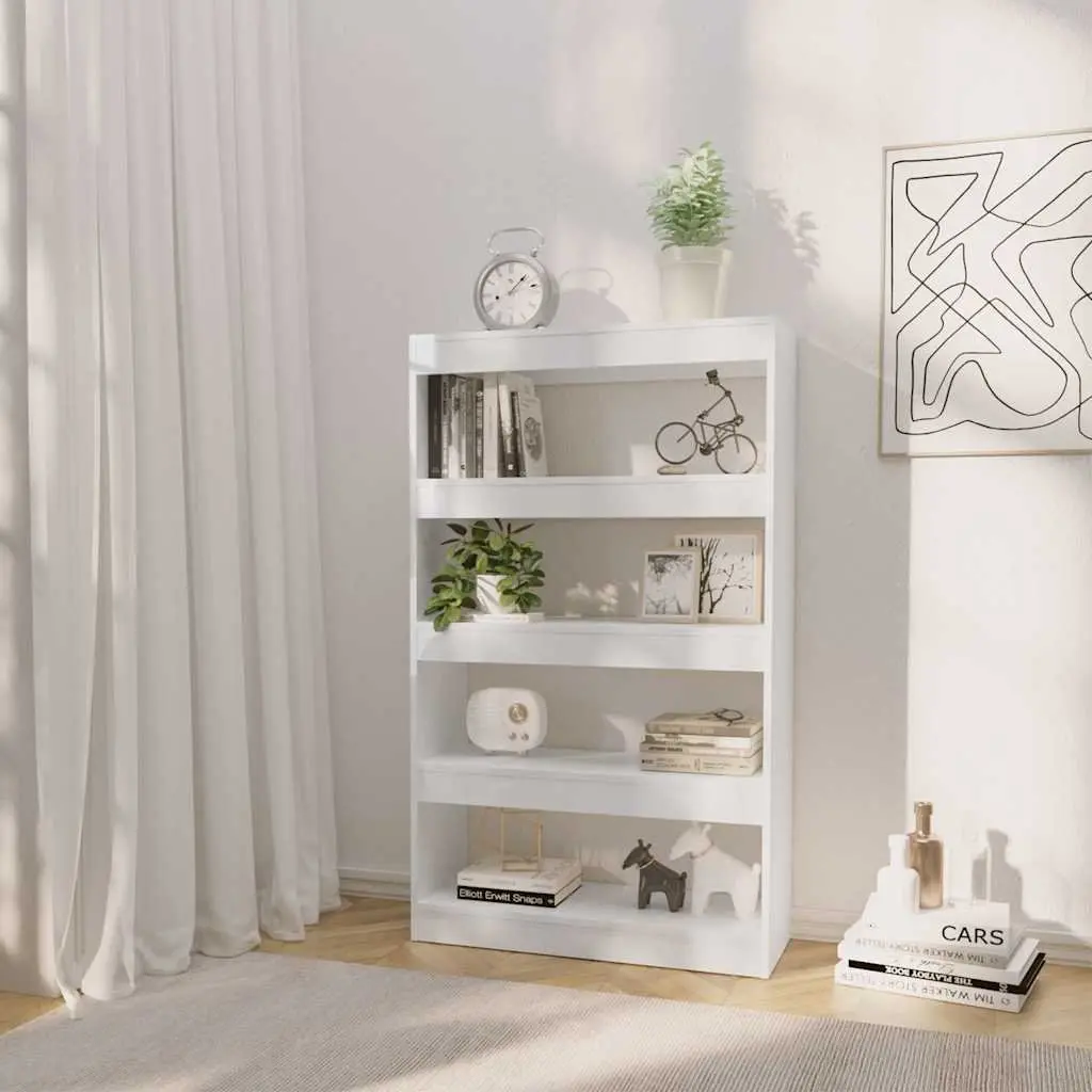 High Gloss White Book Cabinet Storage Organizer Room Divider 80x30x135cm