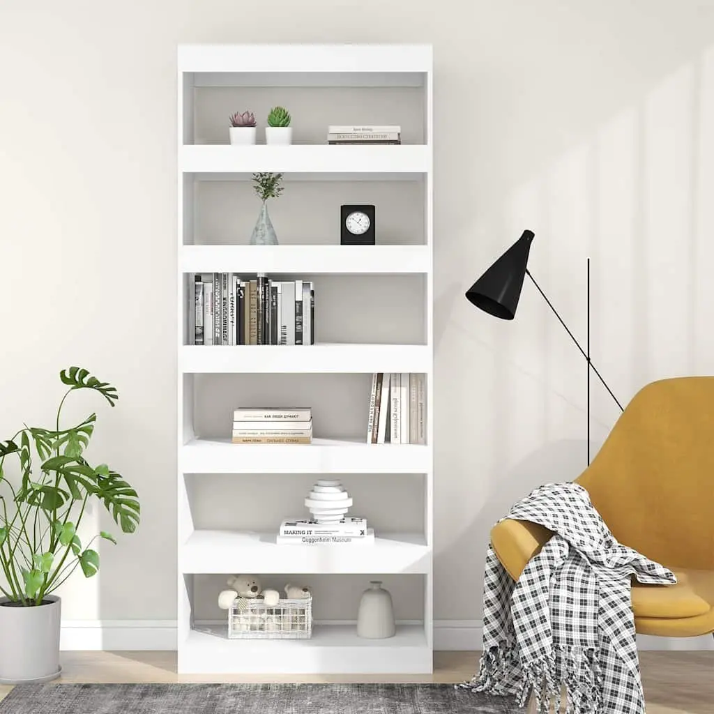 Book Cabinet Room Divider White 80x30x198cm Engineered Wood Shelf Storage