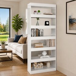 Dimensions 80x30x198 cm Book Cabinet - White Gloss Finish