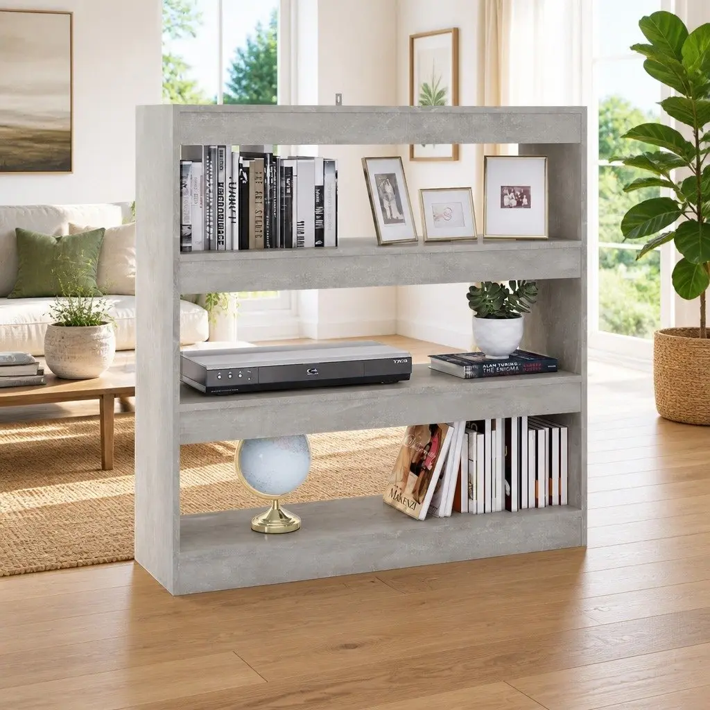 Book Cabinet Room Divider Grey Storage Shelf Organiser Living Space Hallway
