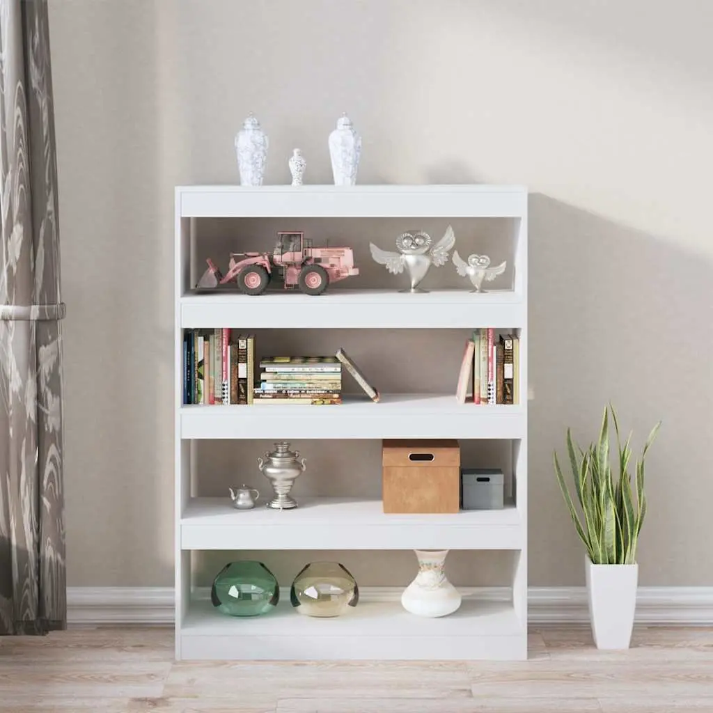 White Shelving Unit Book Cabinet Storage Divider Organiser for Hallway 100W x 30D x 135H cm