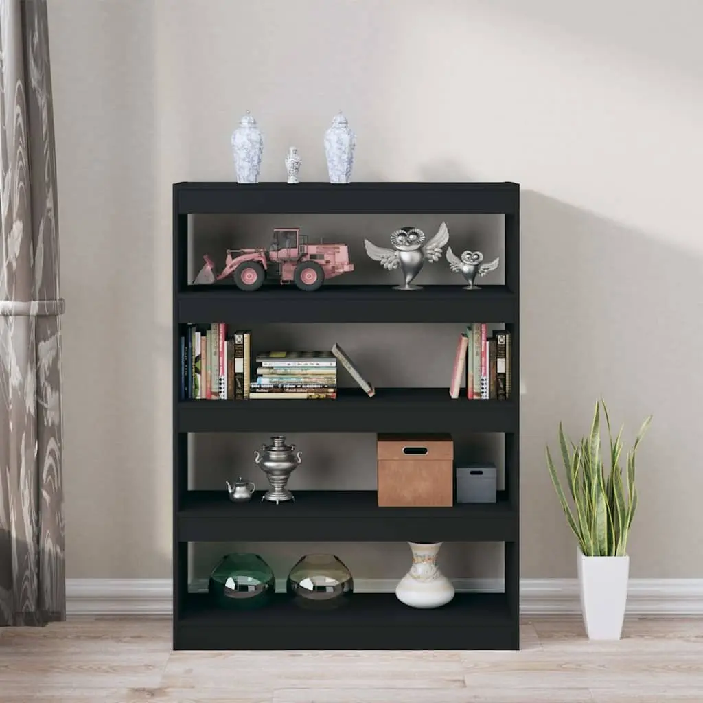 Book Cabinet Room Divider Black 100W x 30D x 135H cm Storage Shelving Unit Bookshelf Organiser