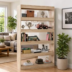 Brown Wooden Book Cabinet: Dimensions 100W x 30D x 166H cm