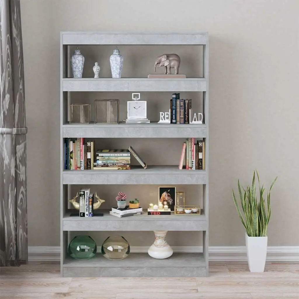 Standing Shelf Grey Book Cabinet Room Divider Organizer for Living Space 100Wx30Dx166Hcm
