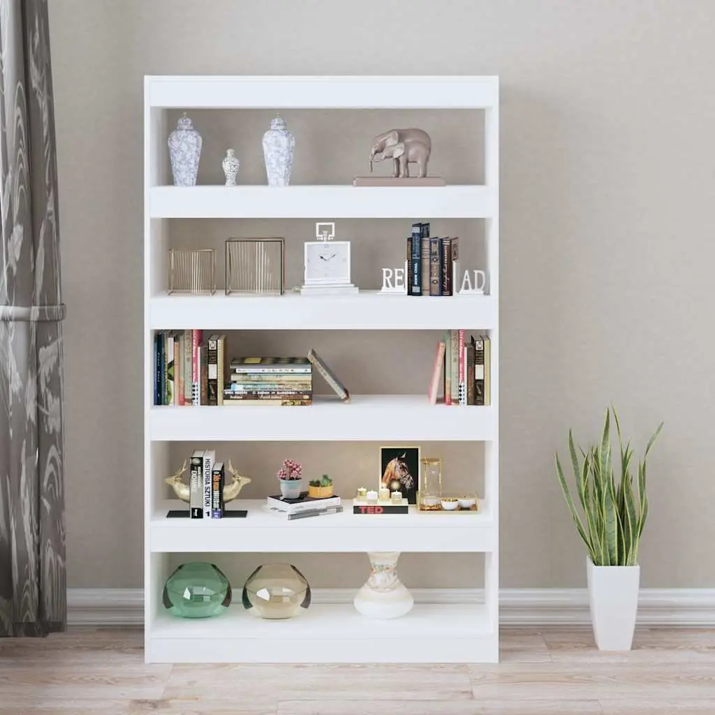 Book Cabinet Room Divider High Gloss White Wooden Shelving Storage Bookshelf 100 x 30 x 166 cm