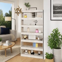 Grey Engineered Wood Book Cabinet with Dimensions 100x30x198cm