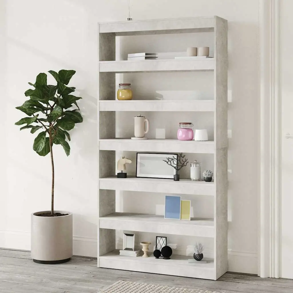 Book Cabinet Room Divider Grey Engineered Wood Shelving Storage 100x30x198cm