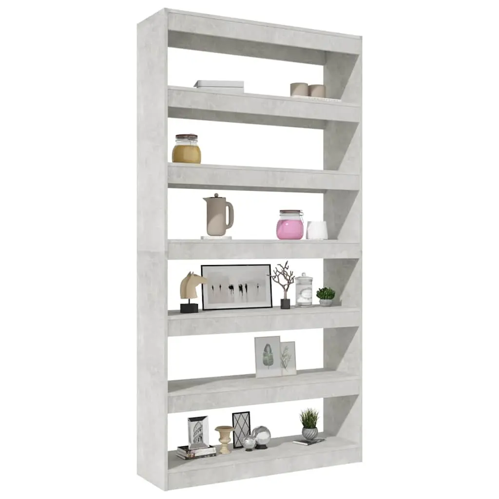 Book Cabinet Room Divider Grey Engineered Wood Shelving Storage 100x30x198cm
