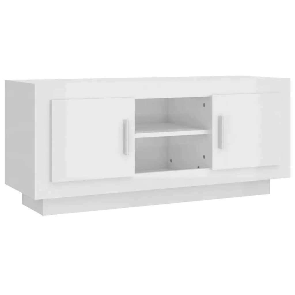 TV Cabinet White High Gloss Modern Storage Unit for Media 102L x 35W x 45H cm